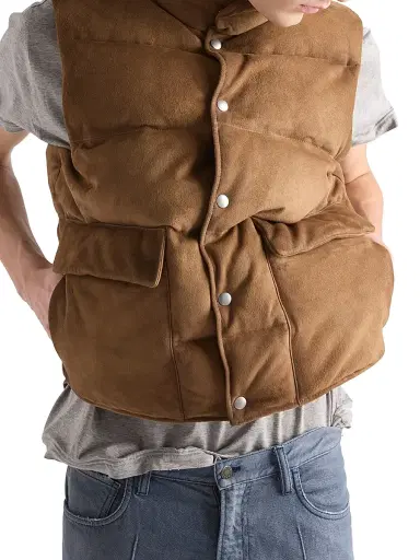 Prada Men's Suede Down Vest - Brown | Thumbnail 3