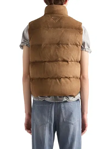 Prada Men's Suede Down Vest - Brown | Thumbnail 5