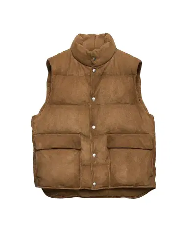 Prada Men's Suede Down Vest - Brown | Thumbnail 1