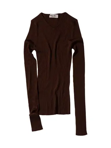 Miu Miu Women's Silk V Neck Sweater | Thumbnail 1 Miu Miu Women's Silk V Neck Sweater | Thumbnail 1
