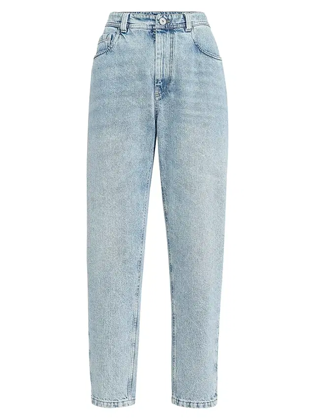 Brunello Cucinelli Women's Authentic Denim Baggy Tapered Trousers - Light Denim