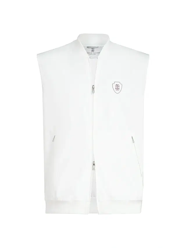 Brunello Cucinelli Men's Nylon Vest with Logo - White