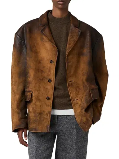 Miu Miu Women's Waxed Suede Leather Jacket | Thumbnail 2 Miu Miu Women's Waxed Suede Leather Jacket | Thumbnail 2