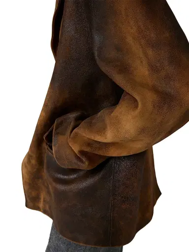 Miu Miu Women's Waxed Suede Leather Jacket | Thumbnail 5 Miu Miu Women's Waxed Suede Leather Jacket | Thumbnail 5