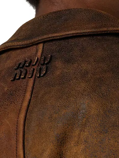 Miu Miu Women's Waxed Suede Leather Jacket | Thumbnail 6 Miu Miu Women's Waxed Suede Leather Jacket | Thumbnail 6