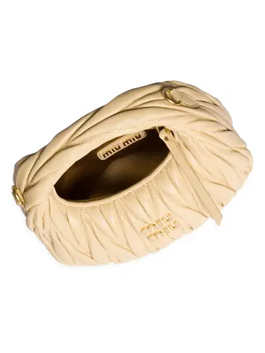 Miu Miu Women's Wander Matelassé Nappa Leather Hobo Mini-Bag | Thumbnail 6