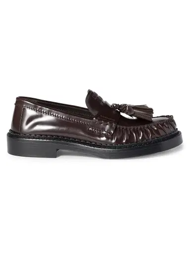 Miu Miu Women's Tassel Loafers in Polished Leather - Brown - Size 10 | Thumbnail 1