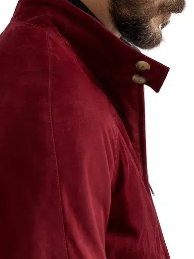 Brunello Cucinelli Men's Suede Unlined Jacket with Stand Collar | Thumbnail 4 Brunello Cucinelli Men's Suede Unlined Jacket with Stand Collar | Thumbnail 4