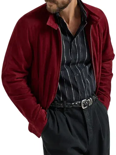 Brunello Cucinelli Men's Suede Unlined Jacket with Stand Collar | Thumbnail 5 Brunello Cucinelli Men's Suede Unlined Jacket with Stand Collar | Thumbnail 5