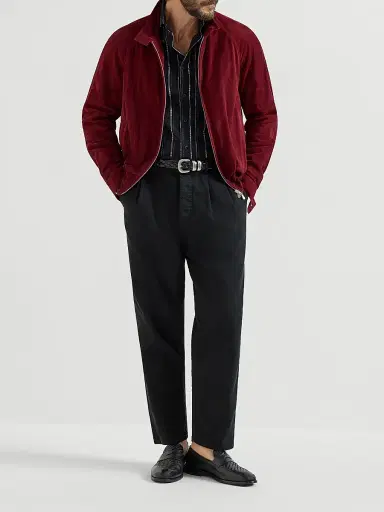 Brunello Cucinelli Men's Suede Unlined Jacket with Stand Collar | Thumbnail 6 Brunello Cucinelli Men's Suede Unlined Jacket with Stand Collar | Thumbnail 6