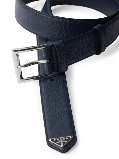 Prada Men's Saffiano Leather Belt - Blue - Size 36 | Thumbnail 2 Prada Men's Saffiano Leather Belt - Blue - Size 36 | Thumbnail 2