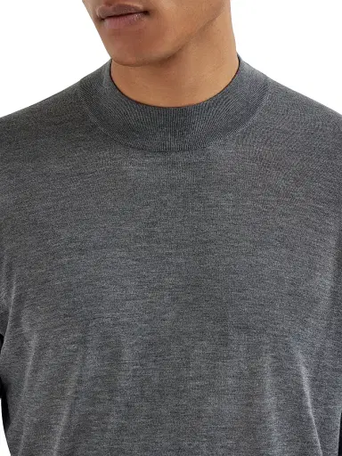 Brunello Cucinelli Men's Silk and Cotton Lightweight Sweater - Dark Grey - Size 38 | Thumbnail 4