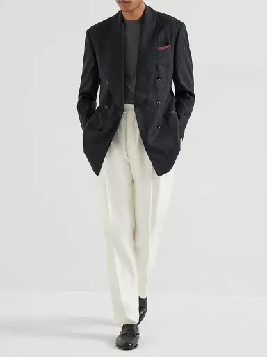Brunello Cucinelli Men's Silk and Cotton Lightweight Sweater - Dark Grey - Size 38 | Thumbnail 6