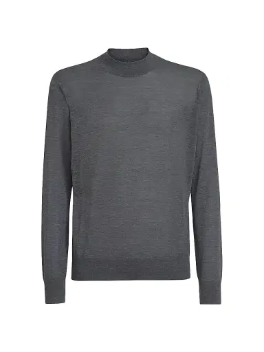 Brunello Cucinelli Men's Silk and Cotton Lightweight Sweater - Dark Grey - Size 38 | Thumbnail 1