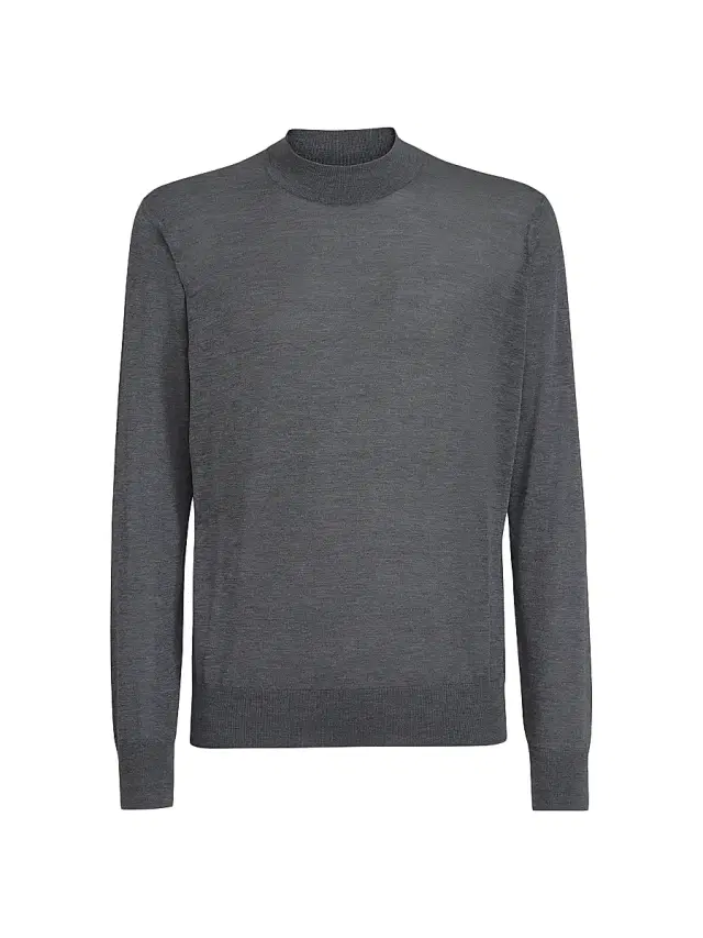 Brunello Cucinelli Men's Silk and Cotton Lightweight Sweater - Dark Grey - Size 38