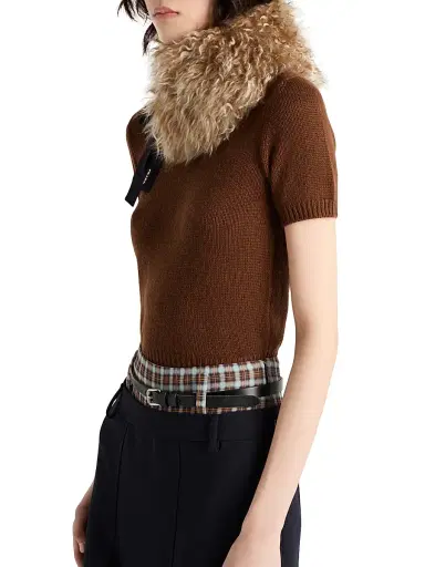 Prada Women's Short-Sleeved Cashmere Sweater - Brown - Size 10 | Thumbnail 3 Prada Women's Short-Sleeved Cashmere Sweater - Brown - Size 10 | Thumbnail 3