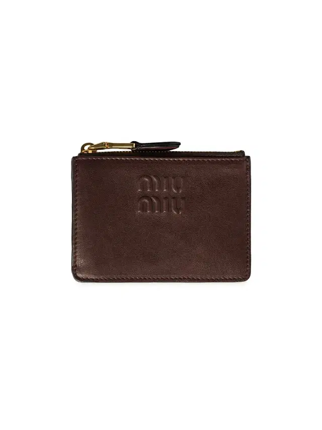 Miu Miu Women's Nappa Leather Card Holder - Dark Brown