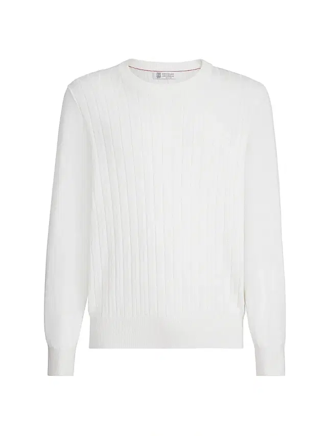 Brunello Cucinelli Men's Cotton Textured Rib Sweater - Panama
