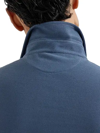 Brunello Cucinelli Men's Cotton Piqué Shirt Style Collar Polo with Faux Layering | Thumbnail 4