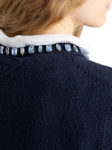 Prada Women's Wool and Cashmere Crew-Neck Sweater - Blue | Thumbnail 5 Prada Women's Wool and Cashmere Crew-Neck Sweater - Blue | Thumbnail 5