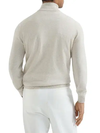 Brunello Cucinelli Men's Cashmere Turtleneck Cardigan with Zipper | Thumbnail 3
