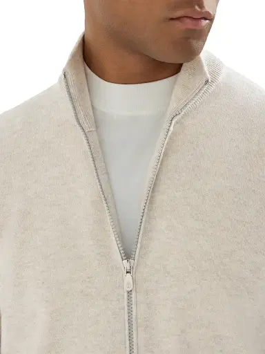 Brunello Cucinelli Men's Cashmere Turtleneck Cardigan with Zipper | Thumbnail 4