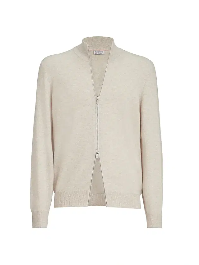 Brunello Cucinelli Men's Cashmere Turtleneck Cardigan with Zipper