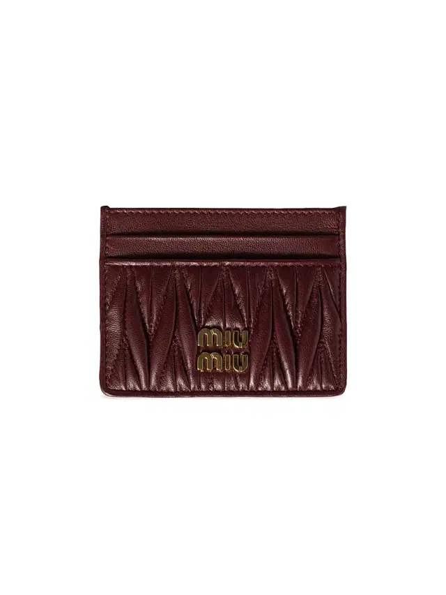 Miu Miu Women's Matelassé Nappa Leather Card Holder - Dark Red