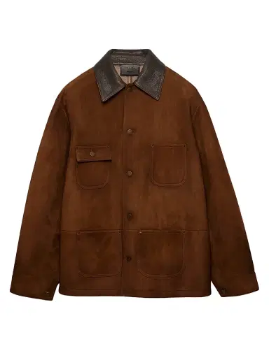 Prada Men's Suede Caban Jacket - Brown - Size 44 | Thumbnail 1 Prada Men's Suede Caban Jacket - Brown - Size 44 | Thumbnail 1