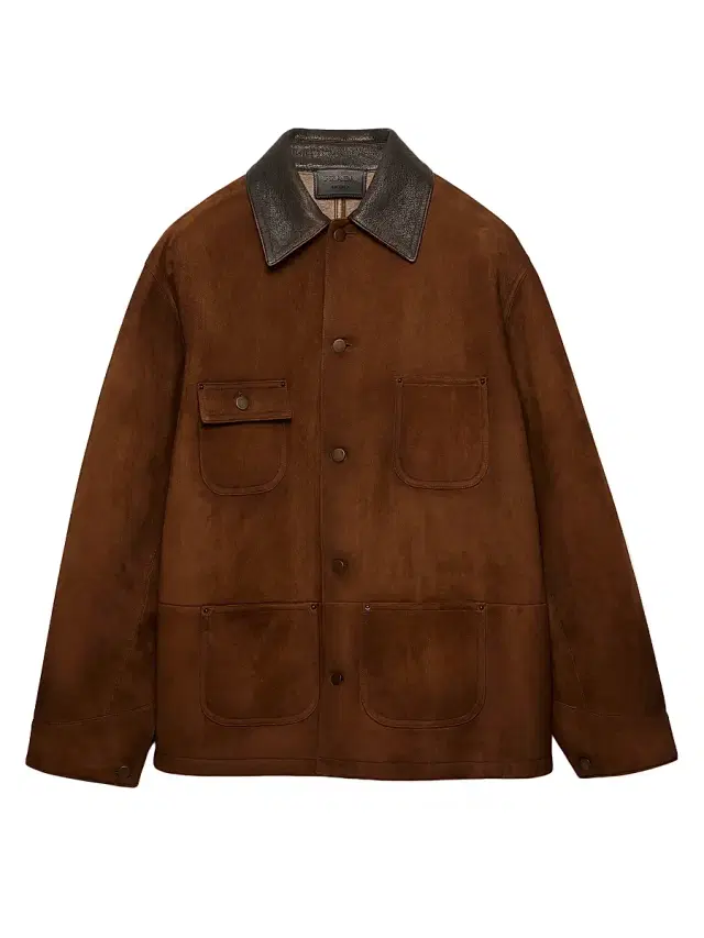 Men's Suede Caban Jacket - Brown