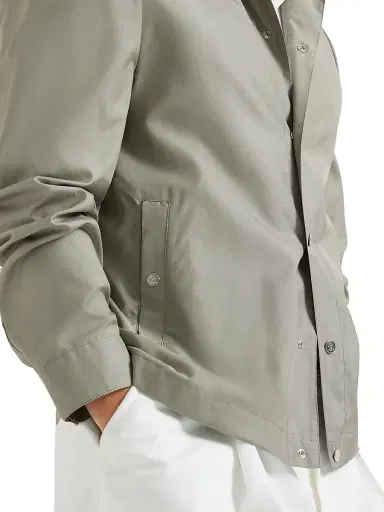 Brunello Cucinelli Men's Bonded Silk Unlined Outerwear Jacket - Khaki - Size 48 | Thumbnail 4