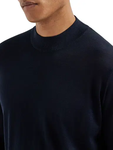 Brunello Cucinelli Men's Silk and Cotton Lightweight Sweater - Navy Blue - Size 38 | Thumbnail 4