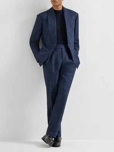 Brunello Cucinelli Men's Silk and Cotton Lightweight Sweater - Navy Blue - Size 38 | Thumbnail 6