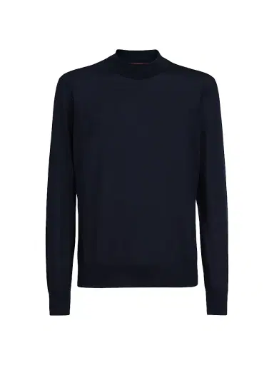 Brunello Cucinelli Men's Silk and Cotton Lightweight Sweater - Navy Blue - Size 38 | Thumbnail 1