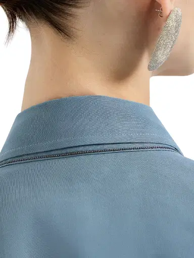 Brunello Cucinelli Women's Cotton Organza Shirt with Monili | Thumbnail 4 Brunello Cucinelli Women's Cotton Organza Shirt with Monili | Thumbnail 4
