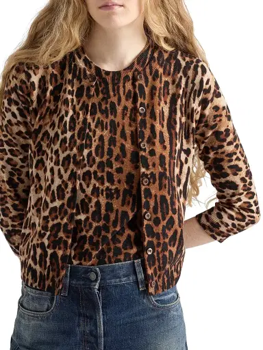 Prada Women's Printed Cashmere Cardigan - Brown Black - Size 4 | Thumbnail 2 Prada Women's Printed Cashmere Cardigan - Brown Black - Size 4 | Thumbnail 2