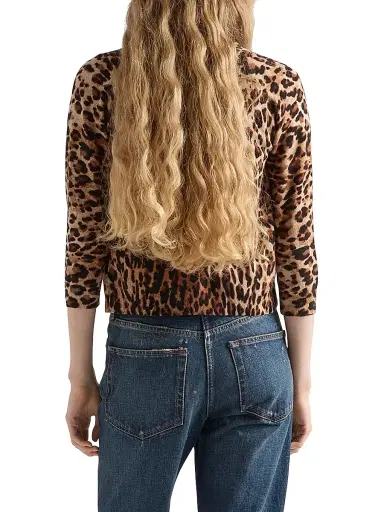 Prada Women's Printed Cashmere Cardigan - Brown Black - Size 4 | Thumbnail 3 Prada Women's Printed Cashmere Cardigan - Brown Black - Size 4 | Thumbnail 3