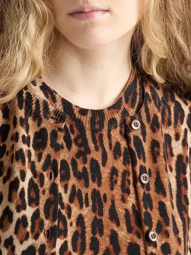 Prada Women's Printed Cashmere Cardigan - Brown Black - Size 4 | Thumbnail 4 Prada Women's Printed Cashmere Cardigan - Brown Black - Size 4 | Thumbnail 4