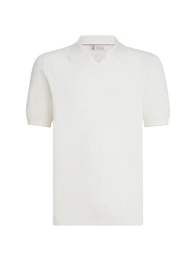 Brunello Cucinelli Men's Cotton English Rib Knit Polo Shirt