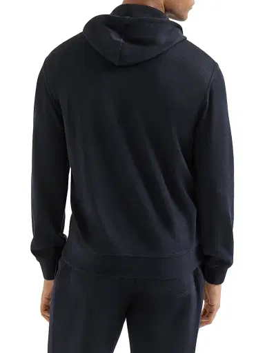 Brunello Cucinelli Men's Cashmere and Silk French Terry Hooded Sweatshirt with Zipper | Thumbnail 3 Brunello Cucinelli Men's Cashmere and Silk French Terry Hooded Sweatshirt with Zipper | Thumbnail 3