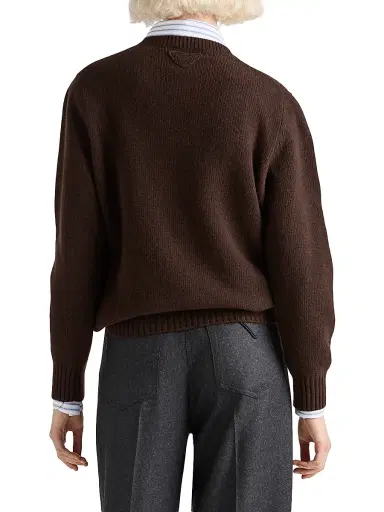 Prada Women's Wool and Cashmere Crew-Neck Sweater - Dark Brown - Size 8 | Thumbnail 3 Prada Women's Wool and Cashmere Crew-Neck Sweater - Dark Brown - Size 8 | Thumbnail 3