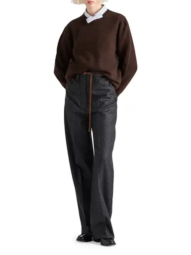 Prada Women's Wool and Cashmere Crew-Neck Sweater - Dark Brown - Size 8 | Thumbnail 5 Prada Women's Wool and Cashmere Crew-Neck Sweater - Dark Brown - Size 8 | Thumbnail 5
