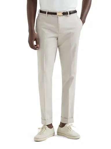 Brunello Cucinelli Men's Garment Dyed Italian Fit Trousers | Thumbnail 2