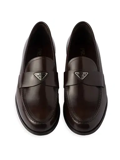 Prada Men's Brushed Leather Loafers - Brown | Thumbnail 2