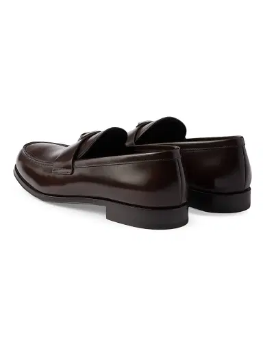 Prada Men's Brushed Leather Loafers - Brown | Thumbnail 3