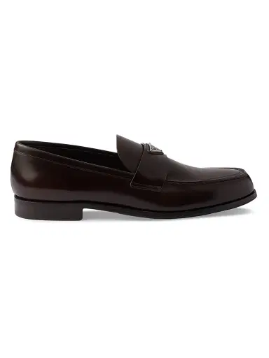 Prada Men's Brushed Leather Loafers - Brown | Thumbnail 1