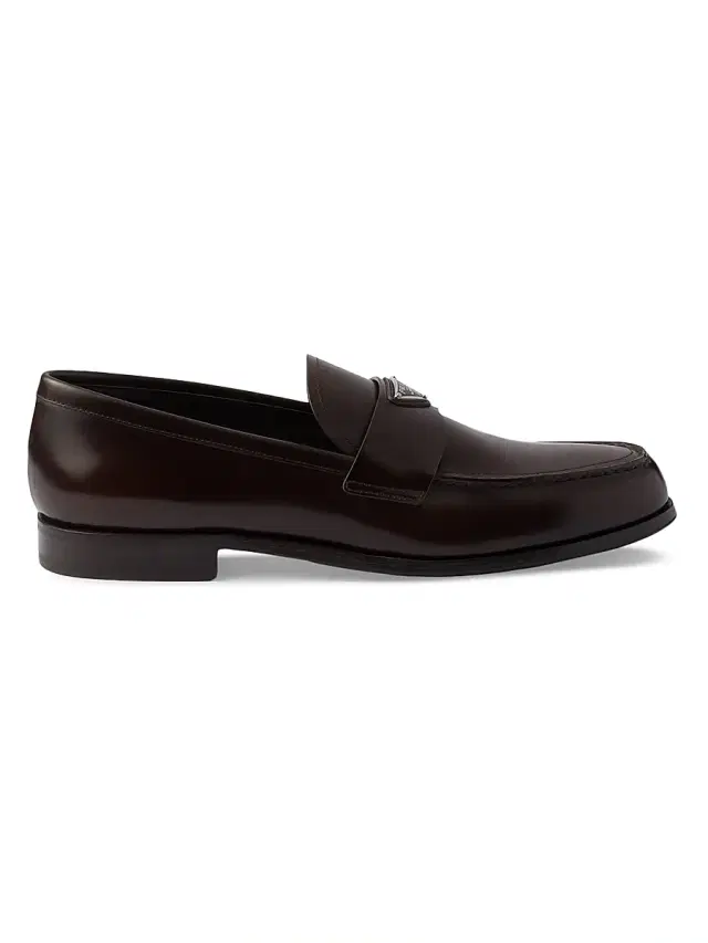 Prada Men's Brushed Leather Loafers - Brown