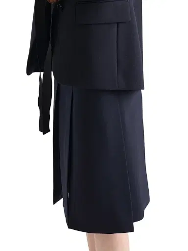 Prada Women's Wool Hopsack Skirt - Navy Blue | Thumbnail 3 Prada Women's Wool Hopsack Skirt - Navy Blue | Thumbnail 3