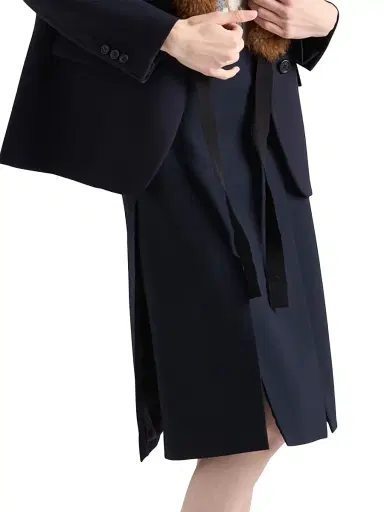 Prada Women's Wool Hopsack Skirt - Navy Blue | Thumbnail 5 Prada Women's Wool Hopsack Skirt - Navy Blue | Thumbnail 5