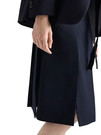 Prada Women's Wool Hopsack Skirt - Navy Blue | Thumbnail 6 Prada Women's Wool Hopsack Skirt - Navy Blue | Thumbnail 6